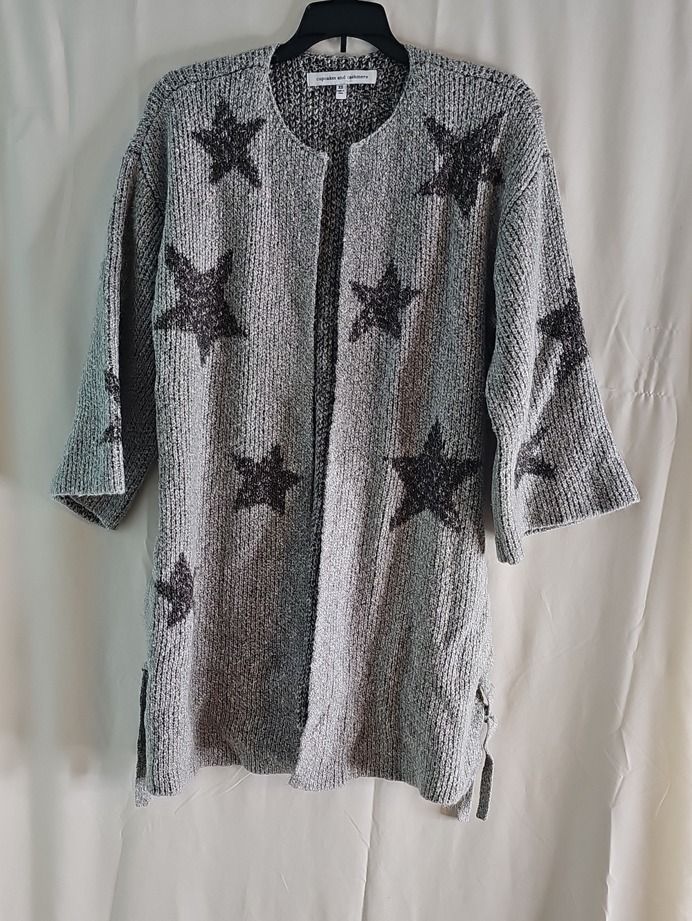 Cupcakes And Cashmere Gray Star Knit Long Cardigan